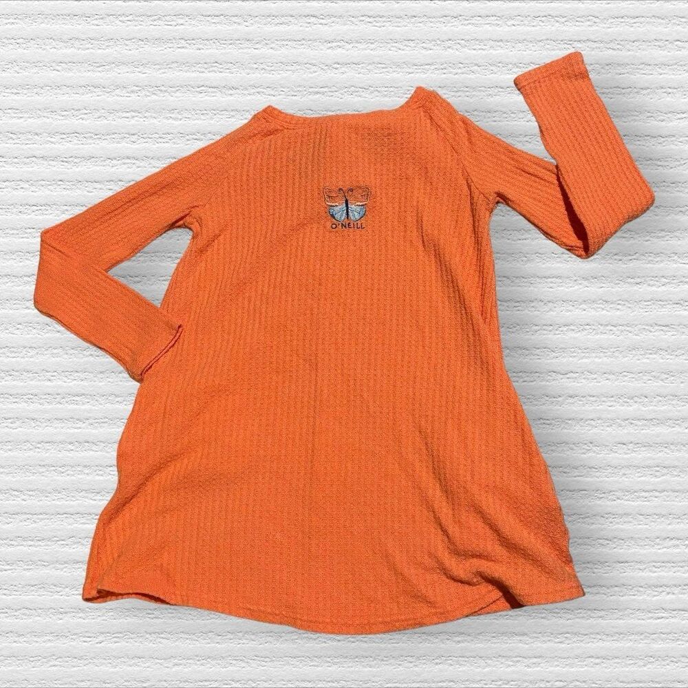O'Neill 7-8 Small Orange Wiley Long Sleeve Thermal Knit Dress